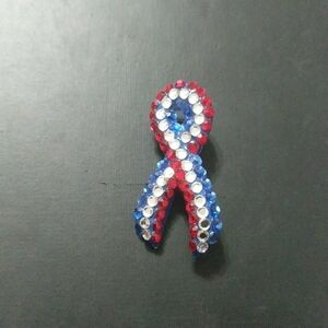 Bellini By Formart Red White Blue Rhinestone Ribbon Pin Brooch